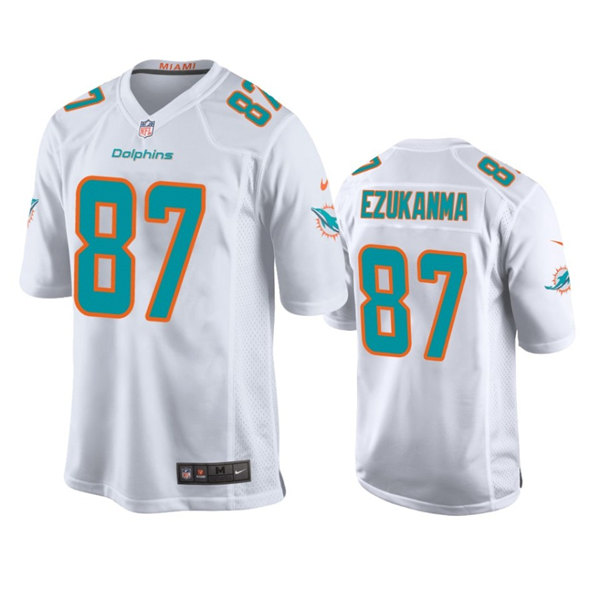 Men's White Miami Dolphins #87 Erik Ezukanma Stitched Game Jersey